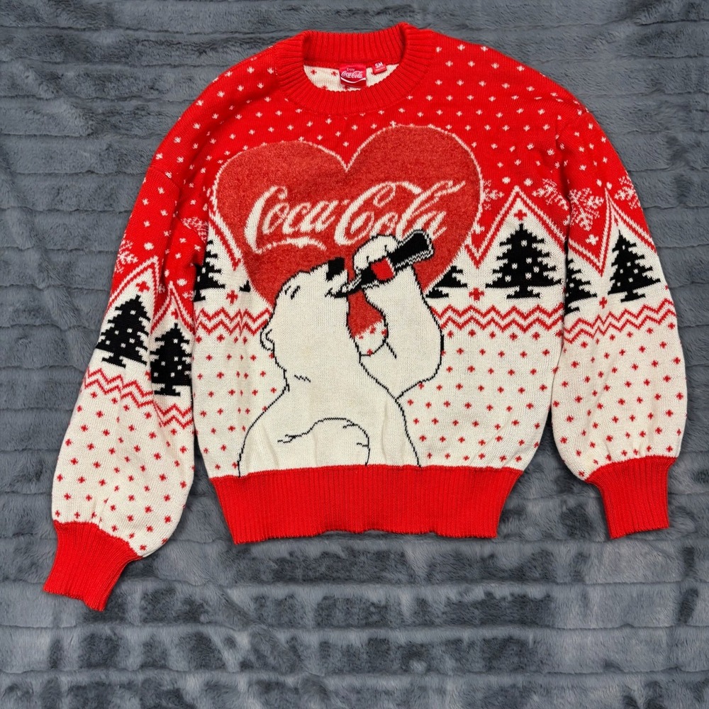Coca-Cola Red White Black Polar Bear Crewneck Sweater